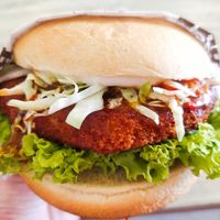 Award winning Vegan chili krab burger at VEGANBURG - Eunos Flagship Outlet in East Singapore