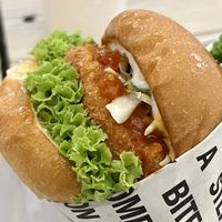 Chili Krabi burger and broccoli   at VEGANBURG - Eunos Flagship Outlet in East Singapore