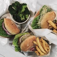Burgers + sides at VEGANBURG - Eunos Flagship Outlet in East Singapore