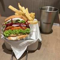 Vegan burger and fries  at VEGANBURG - Eunos Flagship Outlet in East Singapore