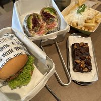 Brownie is pretty rich. Would suggest to separate the sauce for fries so you can dip according to one’s preference. I feel sauce is too much for me and I didn’t like it.   at VEGANBURG - Eunos Flagship Outlet in East Singapore