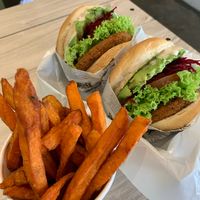 Sweet Potato Fries + Avocado Beetroot (no onion) at VEGANBURG - Eunos Flagship Outlet in East Singapore