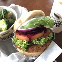 Avocado Beetroot Burger Set Meal with Broccoli and Lemonade 😋 at VEGANBURG - Eunos Flagship Outlet in East Singapore