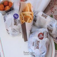 Home delivery for $20 and above, from left to right, potato and spinach pops, Satay Burger, French Fries, Pepper Mayo Burger and Old School Hot Dog at VEGANBURG - Eunos Flagship Outlet in East Singapore