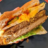 New Rasa Sayang burger with an added mushroom patty at VEGANBURG - Eunos Flagship Outlet in East Singapore