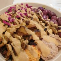 mushroom shwarma, olives, red cabbage ...etc at Hummus Republic in Santa Clarita