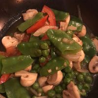 Mushrooms with peas  at Wild Yak Tibetan Restaurant in Northcote