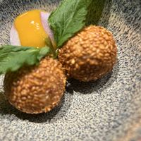 Absolute MUST!!! Sesame balls and mochi ice cream sorbet. Just too small…😉  at Chay Vegan Asian Kitchen in Hamburg