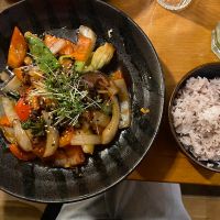 Mixed vegetables in teriyaki sauce with brown rice (~14€)  at Chay Vegan Asian Kitchen in Hamburg