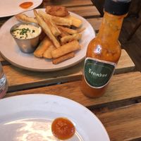 Fried yucca sticks! The sauce that came with is wasn’t vegan but they had hot sauce or ketchup as well!   at Berimbau Brazilian Kitchen in New York City