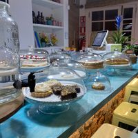 Interior and cake selection  at Cala Vegana in Menorca