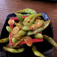 Edamame beans with chilli at Wagyu-Ya on Chevron in Surfers Paradise
