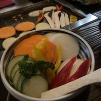 Vegetables to cook in open grill at Wagyu-Ya on Chevron in Surfers Paradise