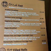 Breakfast options  at The Real Food Cafe in Tyndrum