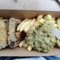 Tofish, chips and mushy peas was £13 😬 at The Real Food Cafe in Tyndrum