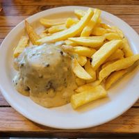Vegan haggis and chips at The Real Food Cafe in Tyndrum