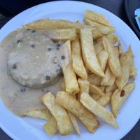 Haggis and peppercorn sauce at The Real Food Cafe in Tyndrum