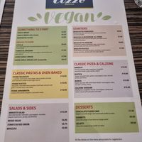Ask for the vegan Menu (May 2024) at Cozze Restaurants in Pangbourne