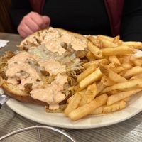Vegan Reuben with requested extra vegan thousand island dressing at Olga's Diner in Marlton
