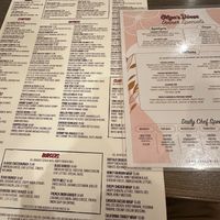 Main menu and specials menu (vegan menu not pictured, it's on the back of the specials menu) at Olga's Diner in Marlton