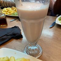 Vegan strawberry milkshake  at Barnacles in Llandudno
