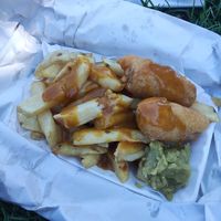 Sausages and chips at Barnacles in Llandudno