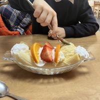 After school treat banana split  at Barnacles in Llandudno