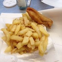 Vegan sausage & chips  at Barnacles in Llandudno