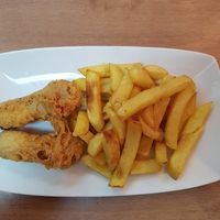 2 sausages and chips at Barnacles in Llandudno