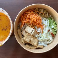 deconstructed noodle soup to go. spicy level: hot, with poison on the side at Three Fold in Little Rock