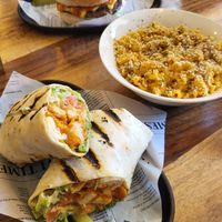 Schnitzel wrap, mac n cheese, no beef burger at The Locker Room in Queenstown