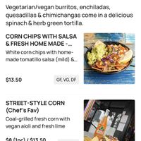 Vegan menu  at Hecho en Mexico in Moonee Ponds