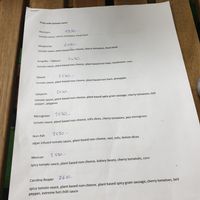 English menu at GreenGorilla in Budapest