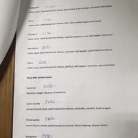 English menu at GreenGorilla in Budapest