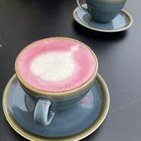 Beetroot latte at Ground Plant Based Coffee in Swansea