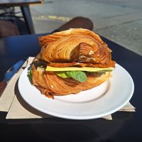 Vegan pastrami cheese croissant! at Ground Plant Based Coffee in Swansea