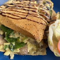 Inlet with cheese, spinach and extra mushrooms  at Ground Plant Based Coffee in Swansea