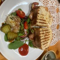 Breakfast sub wrap but ask for it as a toasted sarnie! Amazing at Ground Plant Based Coffee in Swansea