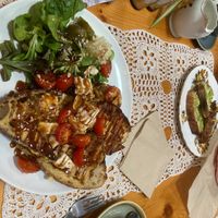 Home made French toast with extra balsamic glaze at Ground Plant Based Coffee in Swansea