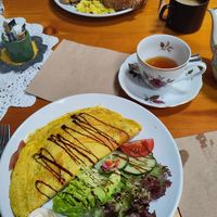 Omelette and English breakfast at Ground Plant Based Coffee in Swansea
