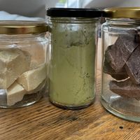 Cocoa butter, matcha and cacao  at Biopapa in Vilnius