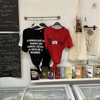 Frozen food and vegan Tees and books  at the GREEN Grocery in Malaga