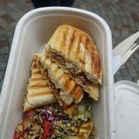 Grilled red pesto & grilled tofu baguette (130kr) at Källarbyn in Stockholm
