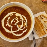 soup of the day (lentils and tomatoes)  at Källarbyn in Stockholm
