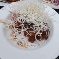 OYSTER MUSHROOM
Korean style noodle salad, roasted cashews, puffed rice noodles, chilli, sesame dressing at The Churchill Tree in Alderley Edge