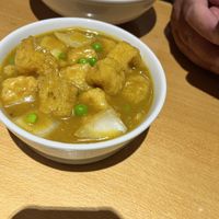 Chinese curry with fried tofu and eggless fried rice   at 288 Bar & Wok in Cheltenham