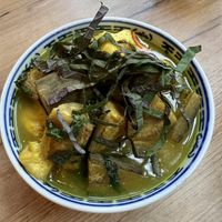 Starter - plantain, tofu and champignons with betel leaves at La Vegana in Warsaw