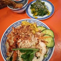 LA VEGANA Pho, gyoza with wakame & fried dumplings with avocado dip at La Vegana in Warsaw