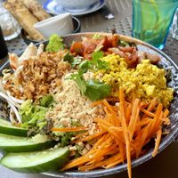 Rice noodles with vegan shrimp (pho tron la vegana )  at La Vegana in Warsaw