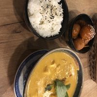 Seitan power balls and a coconut curry   at La Vegana in Warsaw